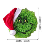 Holiday Door Wreath Grinch Face Weather-Resistant Indoor & Outdoor