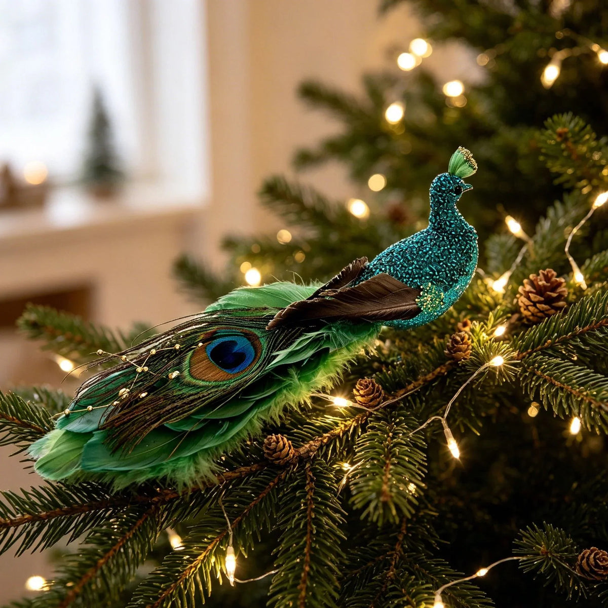 Holiday Feather Decoration Delicate Feathers & Sparkling Accents
