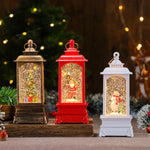 Holiday Lantern Illuminated Snowfall Santa Scene