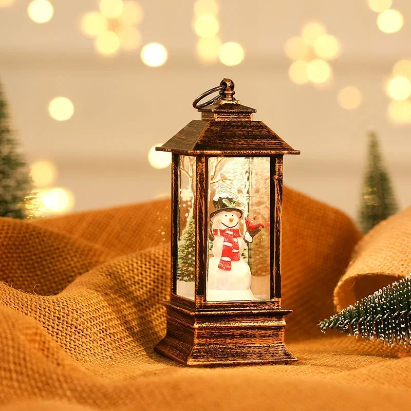 Holiday Lantern Snowman Glitter Battery-Operated LED
