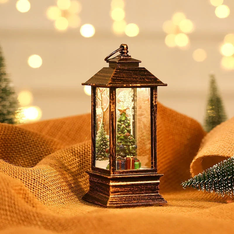 Holiday Lantern Snowman Glitter Battery-Operated LED
