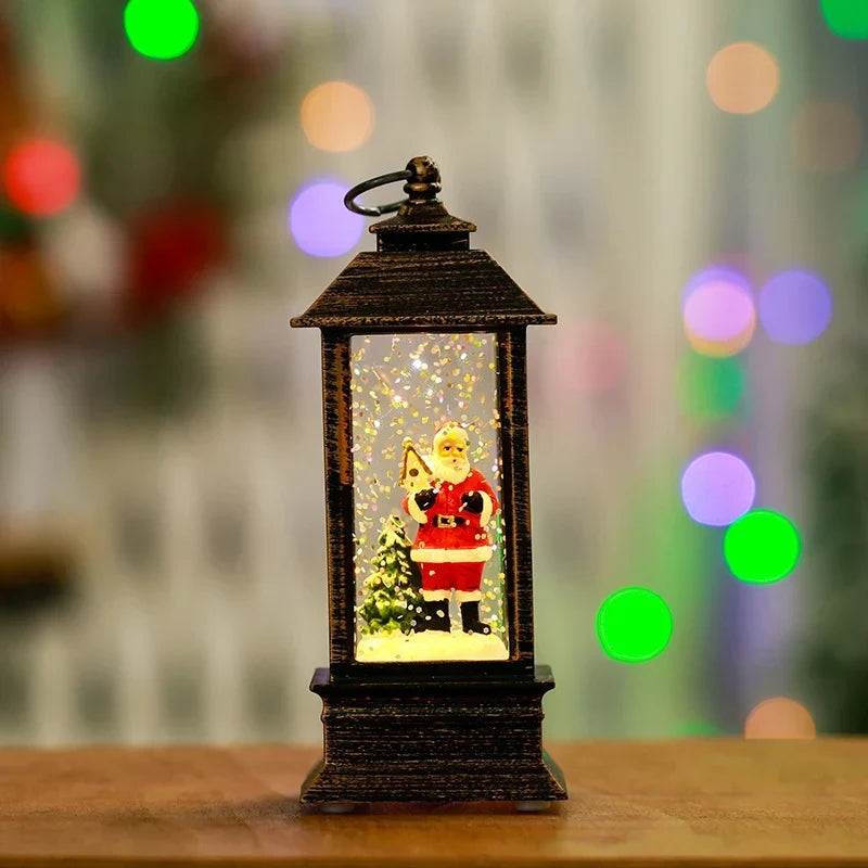 Holiday Lantern Snowman Glitter Battery-Operated LED