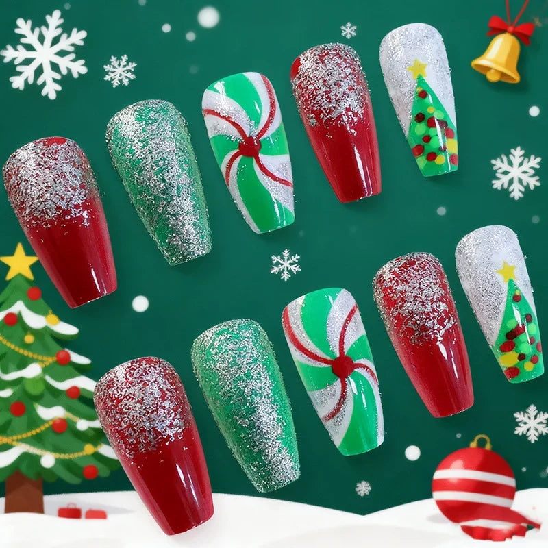 Holiday Nail Art Set Festive Glitter Chip-Resistant Gloss