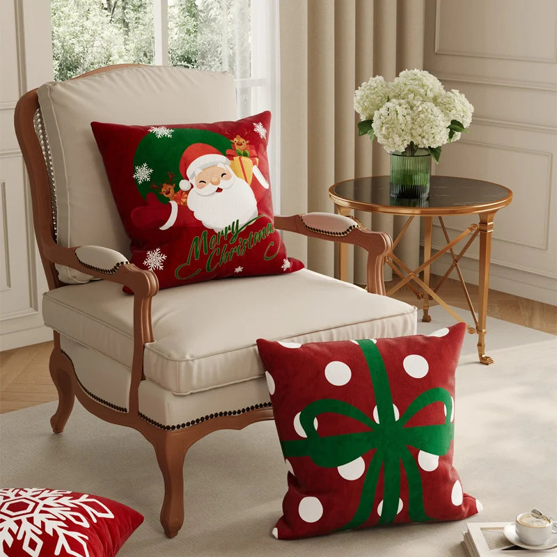 Holiday Pillow Cover Velvet-Like Plush Removable & Machine-Washable