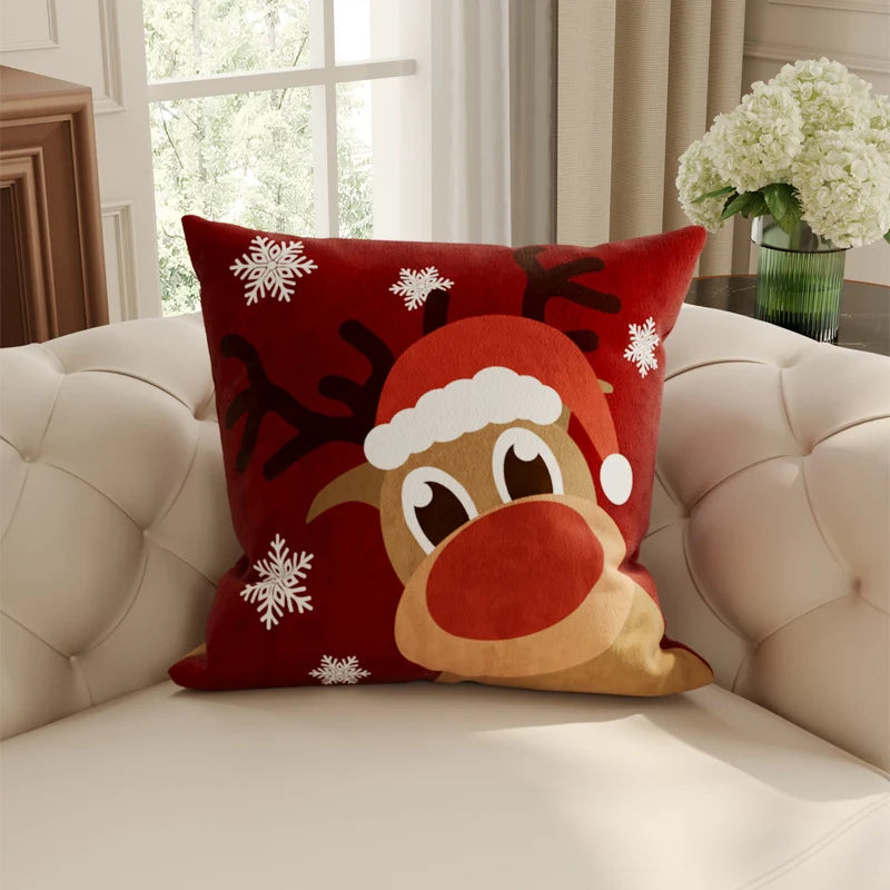 Holiday Pillow Cover Velvet-Like Plush Removable & Machine-Washable