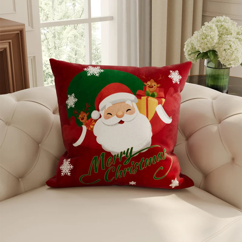 Holiday Pillow Cover Velvet-Like Plush Removable & Machine-Washable