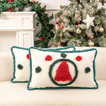 Holiday Pillow Set Tufted Pom Accents Linen-Feel Covers