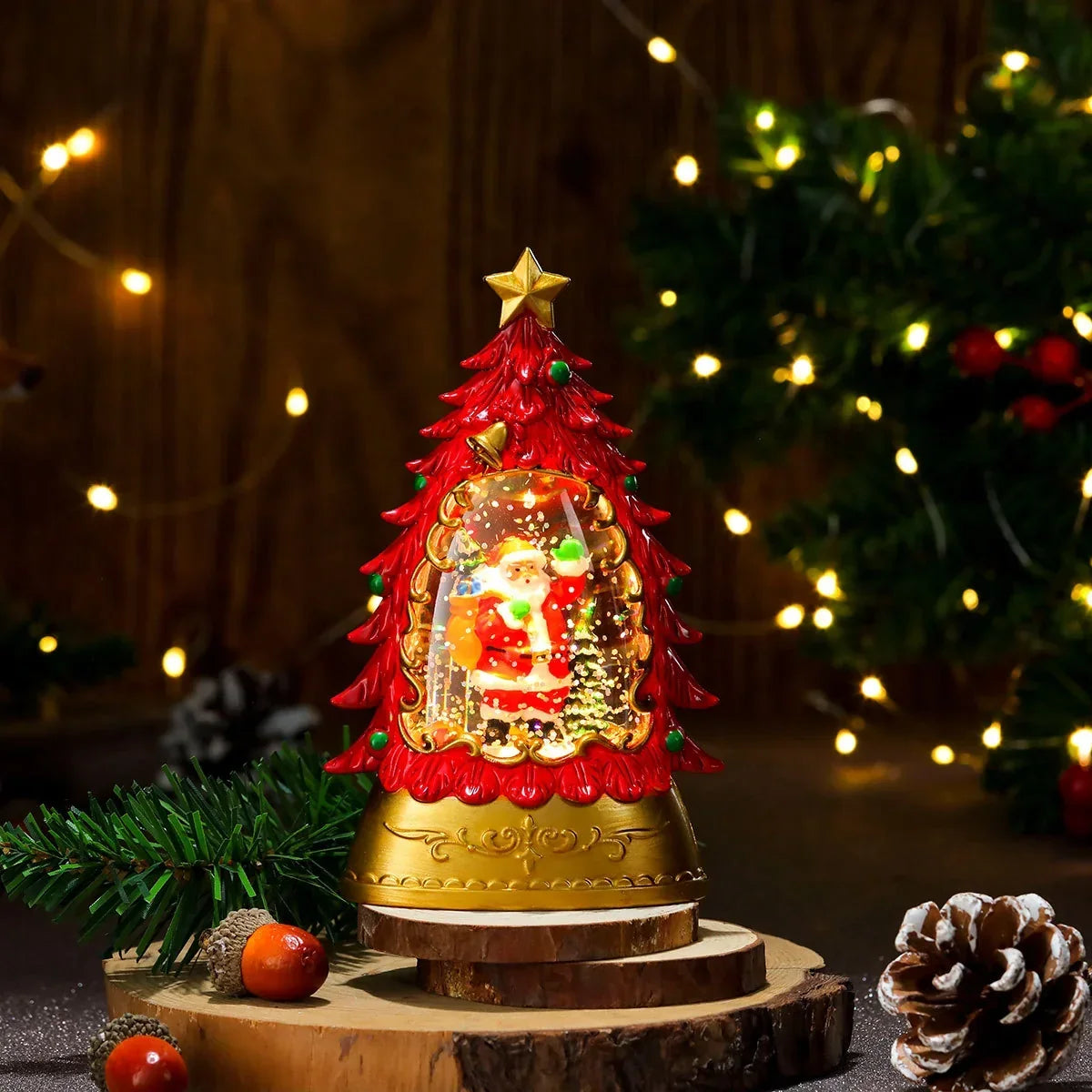 Holiday Snow Globe LED Battery-Free Tree Scene