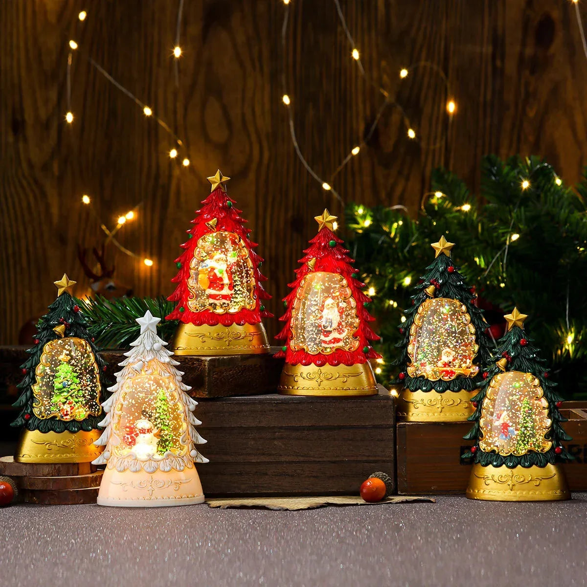 Holiday Snow Globe LED Battery-Free Tree Scene