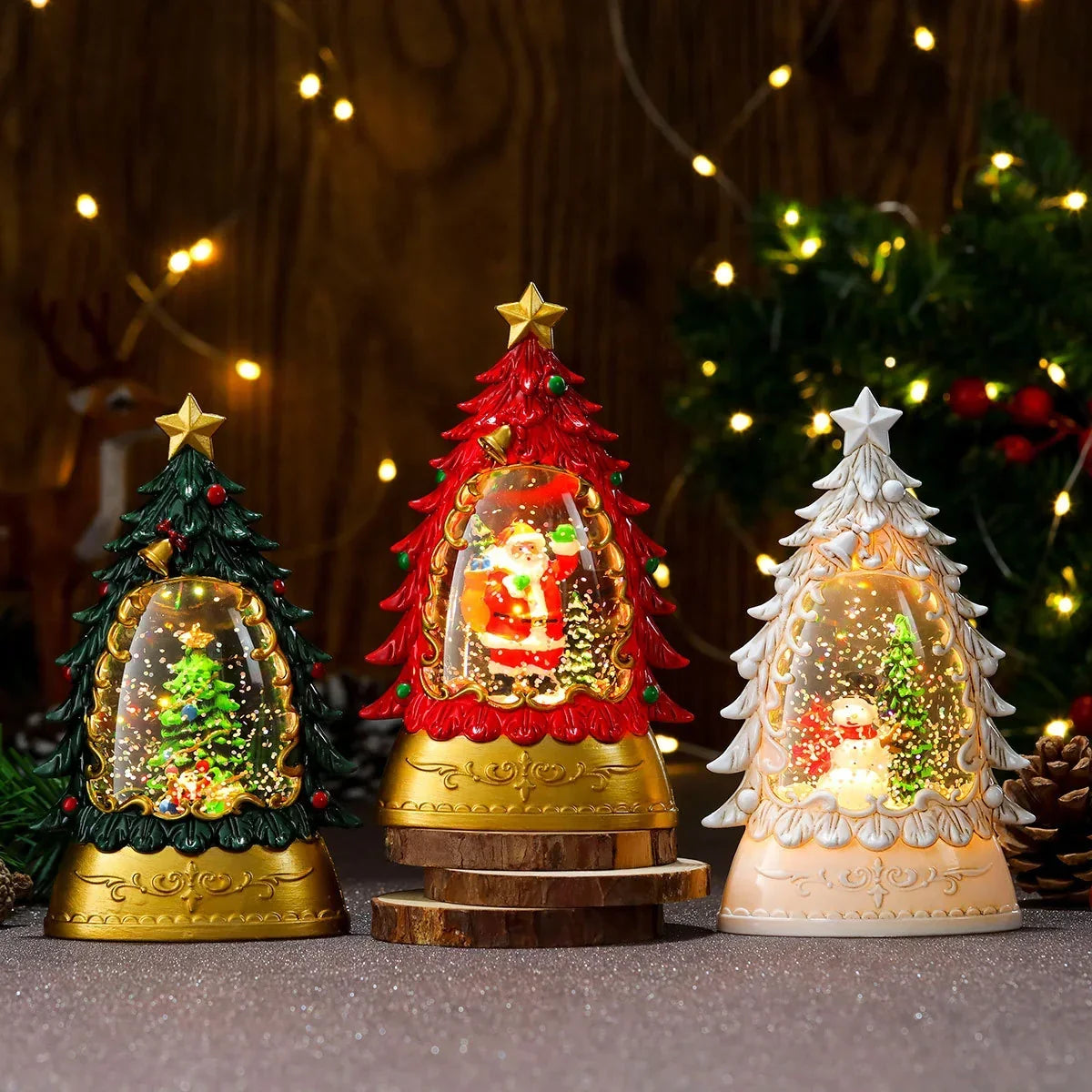 Holiday Snow Globe LED Battery-Free Tree Scene