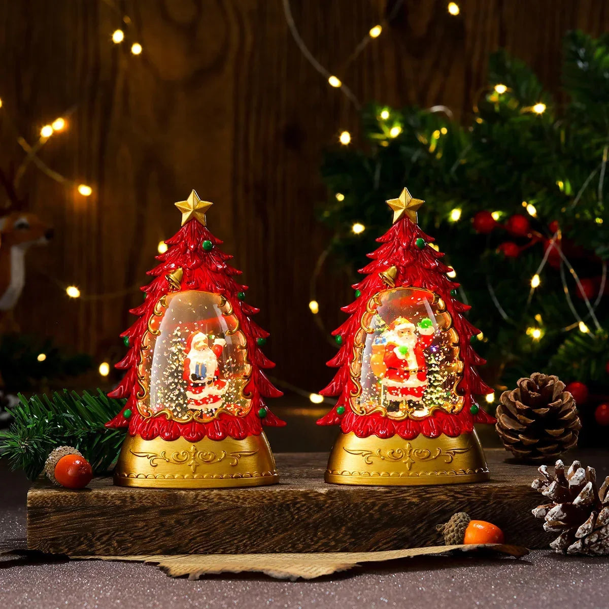 Holiday Snow Globe LED Battery-Free Tree Scene