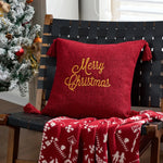 Holiday Throw Pillow Plaid Snowflake Applique Removable Cover