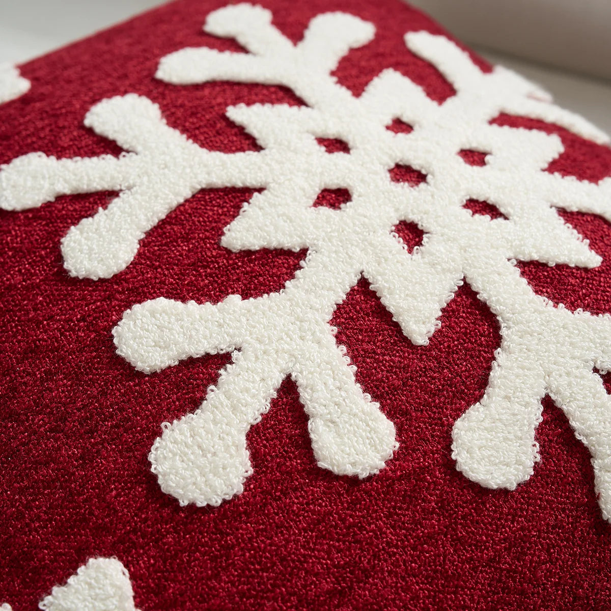Holiday Throw Pillow Plaid Snowflake Applique Removable Cover