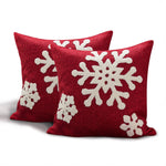 Holiday Throw Pillow Plaid Snowflake Applique Removable Cover