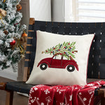Holiday Throw Pillow Plaid Snowflake Applique Removable Cover