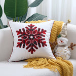 Holiday Throw Pillow Plaid Snowflake Applique Removable Cover