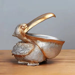 Home Organizer Gold Pelican Design Resin