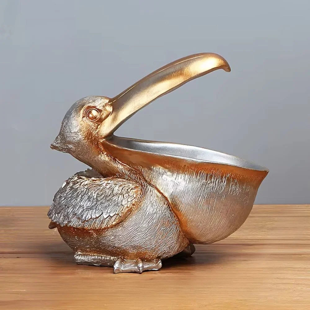 Home Organizer Gold Pelican Design Resin