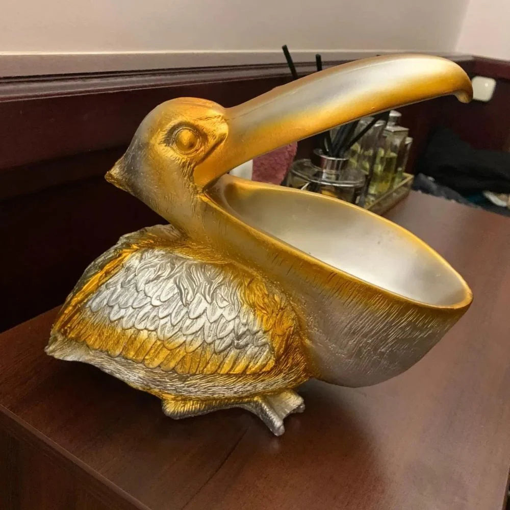 Home Organizer Gold Pelican Design Resin
