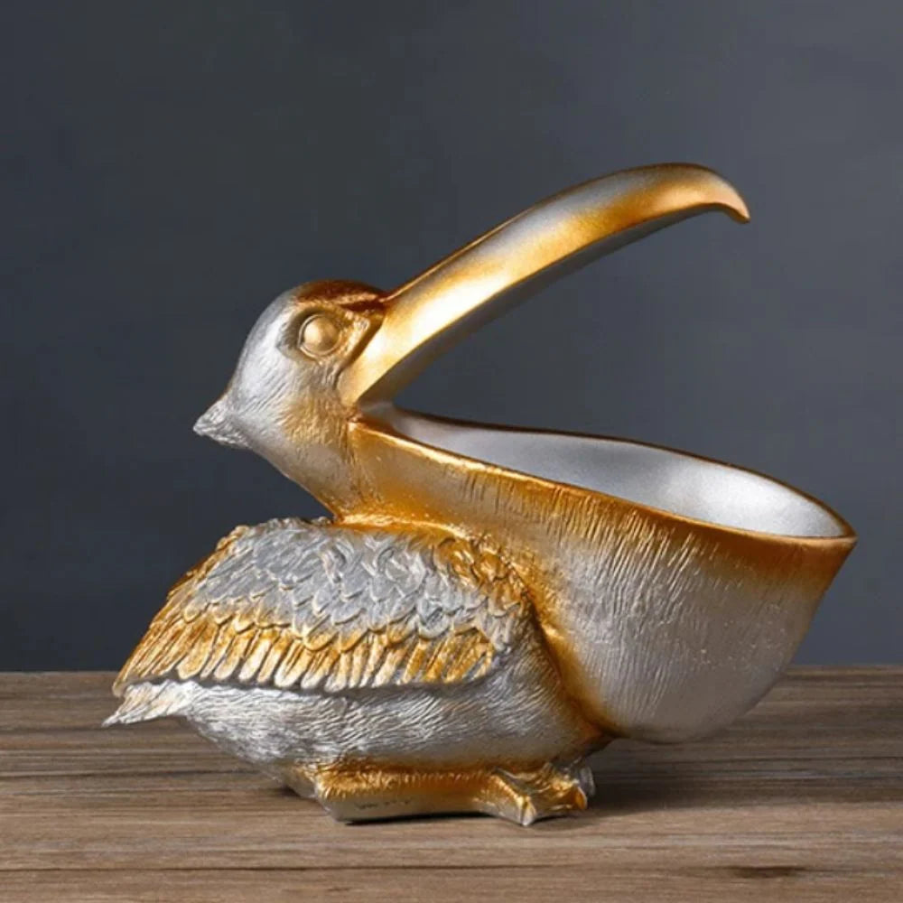 Home Organizer Gold Pelican Design Resin