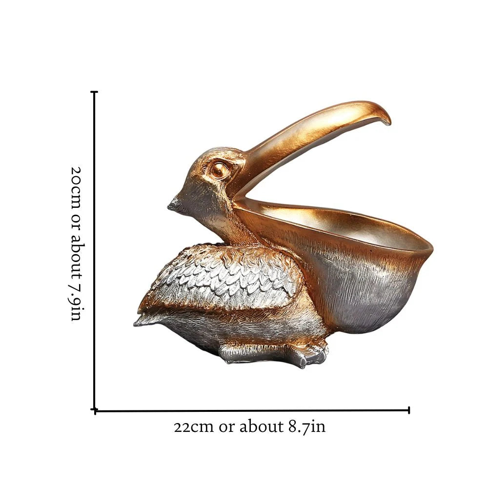 Home Organizer Gold Pelican Design Resin