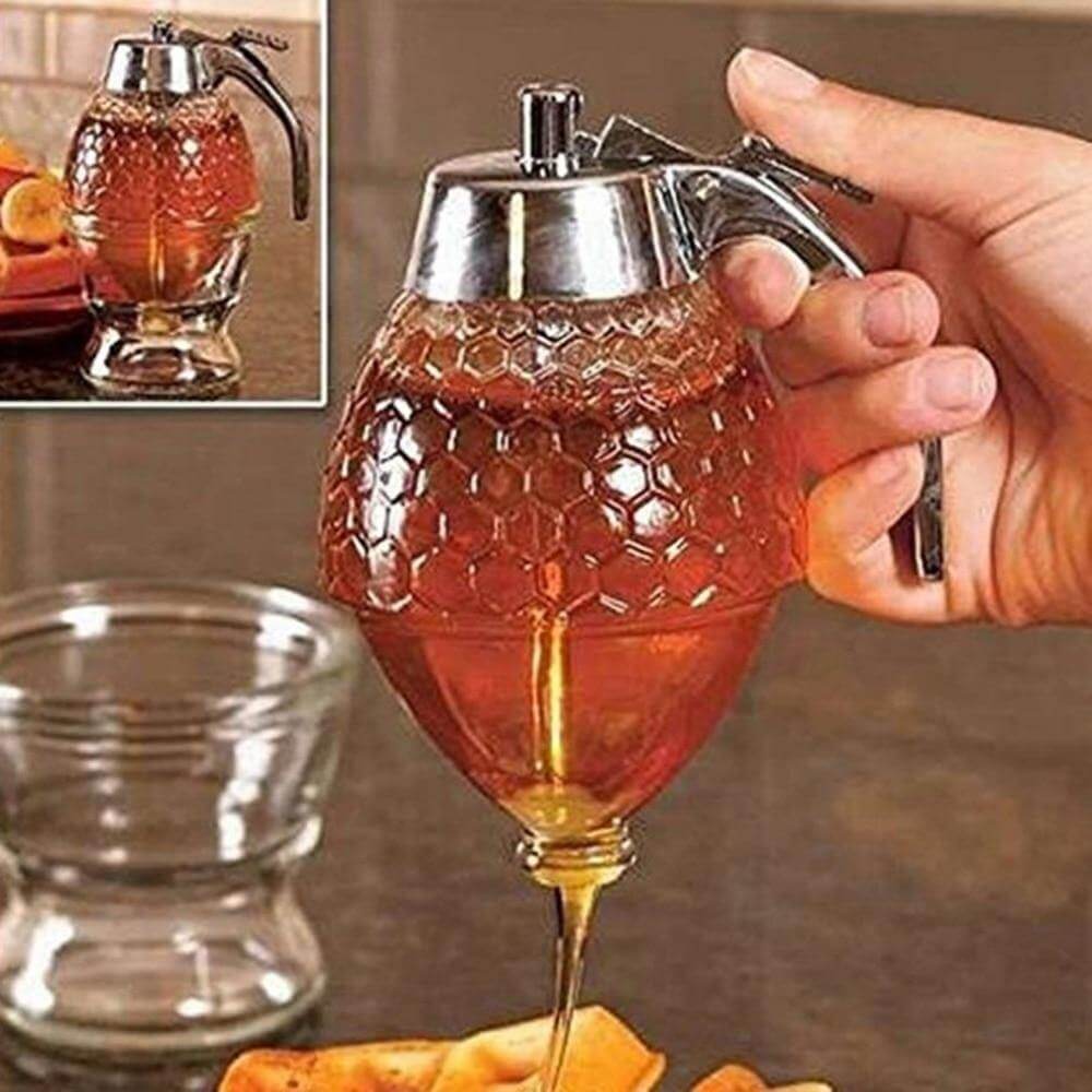 Honey Dispenser Drip-Free Trigger Release Honeycomb Design