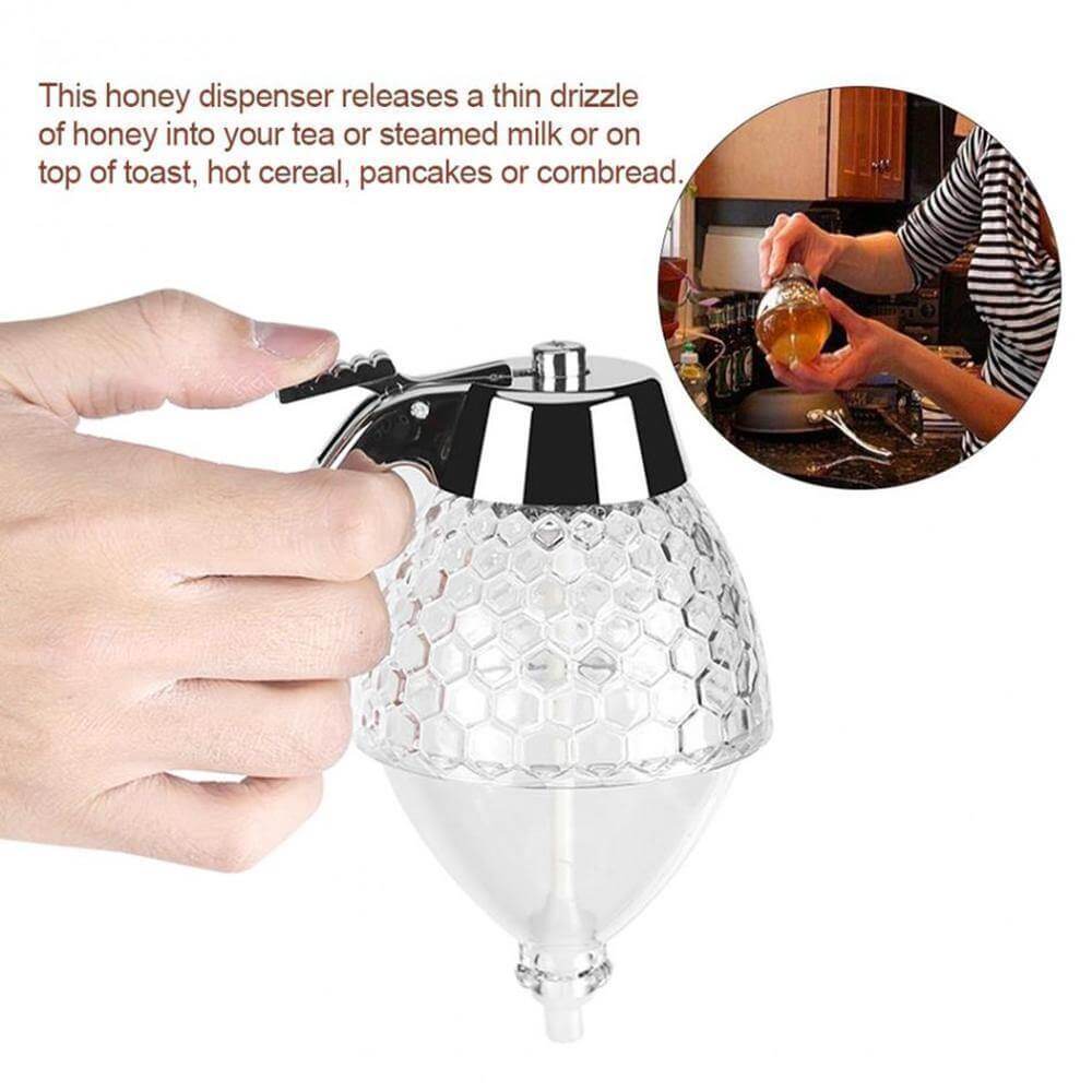 Honey Dispenser Drip-Free Trigger Release Honeycomb Design