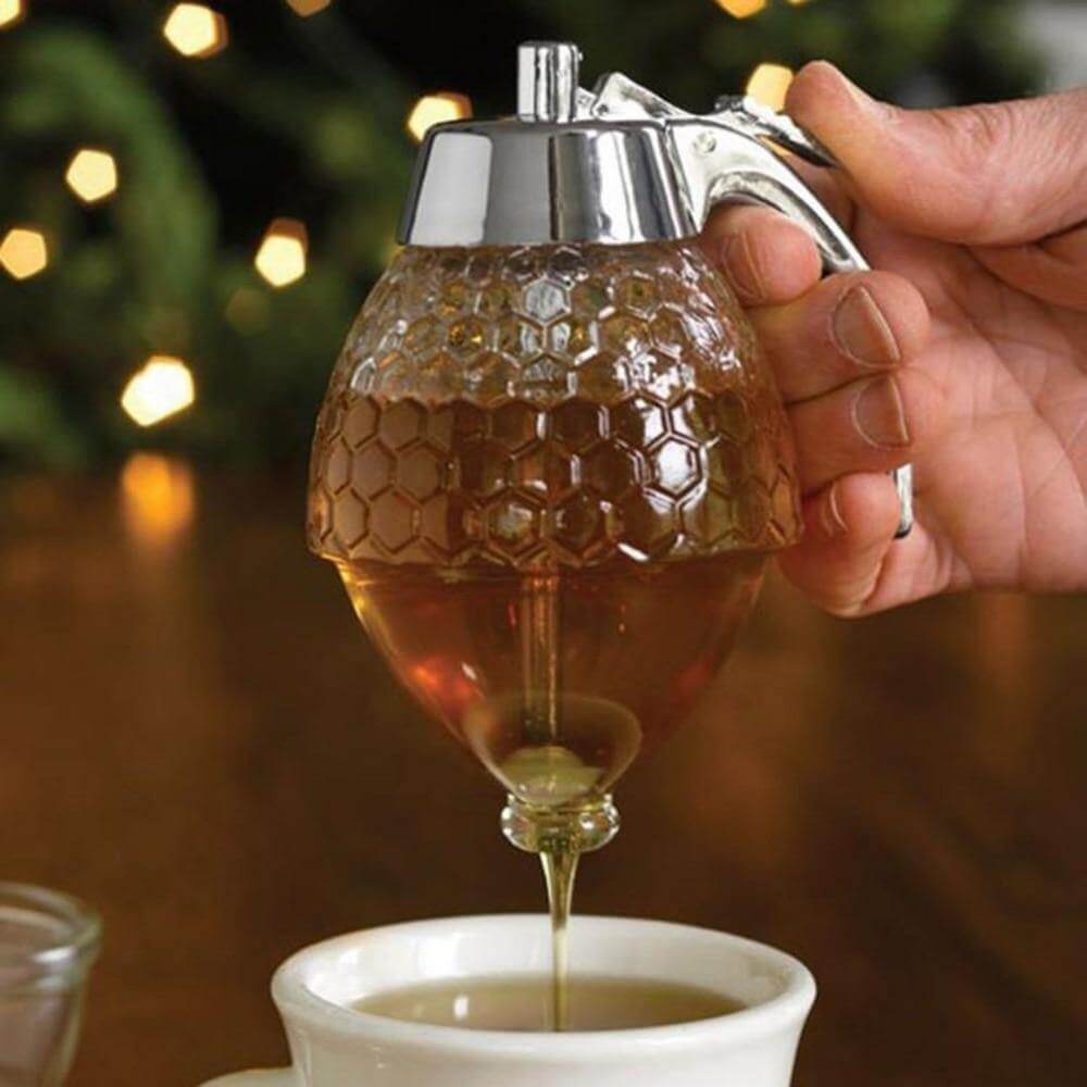 Honey Dispenser Drip-Free Trigger Release Honeycomb Design