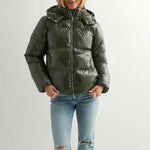 Hooded Down Jacket Lightweight Glossy Adjustable Hood