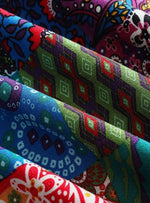 Hooded Jacket Fleece-Lined Boho Patchwork Button-Front Pockets