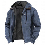 Hooded Jacket Fleece-Lined Zippered Pockets Drawstring Hood