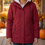 Hooded Parka Coat Fleece-Lined Adjustable Drawcord Hood Storm Placket