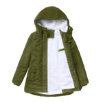 Hooded Parka Coat Fleece-Lined Adjustable Drawcord Hood Storm Placket