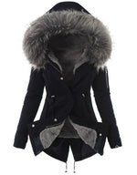 Hooded Parka Faux Fur Lined Wind-Resistant Adjustable Waist