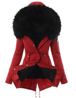 Hooded Parka Faux Fur Lined Wind-Resistant Adjustable Waist