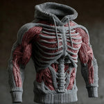 Hoodie 3D Skeleton Knit Design Long Sleeve Hooded