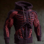 Hoodie 3D Skeleton Knit Design Long Sleeve Hooded
