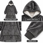 Hoodie Blanket Oversized Sherpa Fleece Hood & Pocket