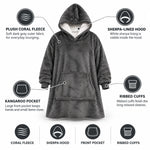 Hoodie Blanket Sherpa Fleece Oversized Hood & Front Pocket