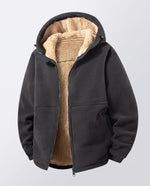 Hoodie Jacket Windproof Teddy Fleece Lined Zip Pockets