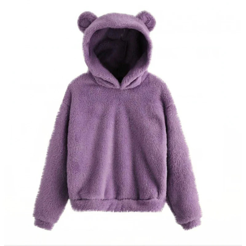 Hoodie Teddy Fleece Oversized Fit Bear Ears