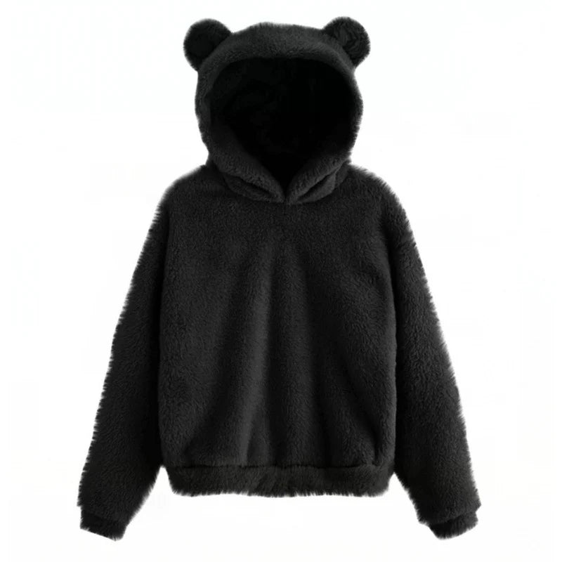 Hoodie Teddy Fleece Oversized Fit Bear Ears