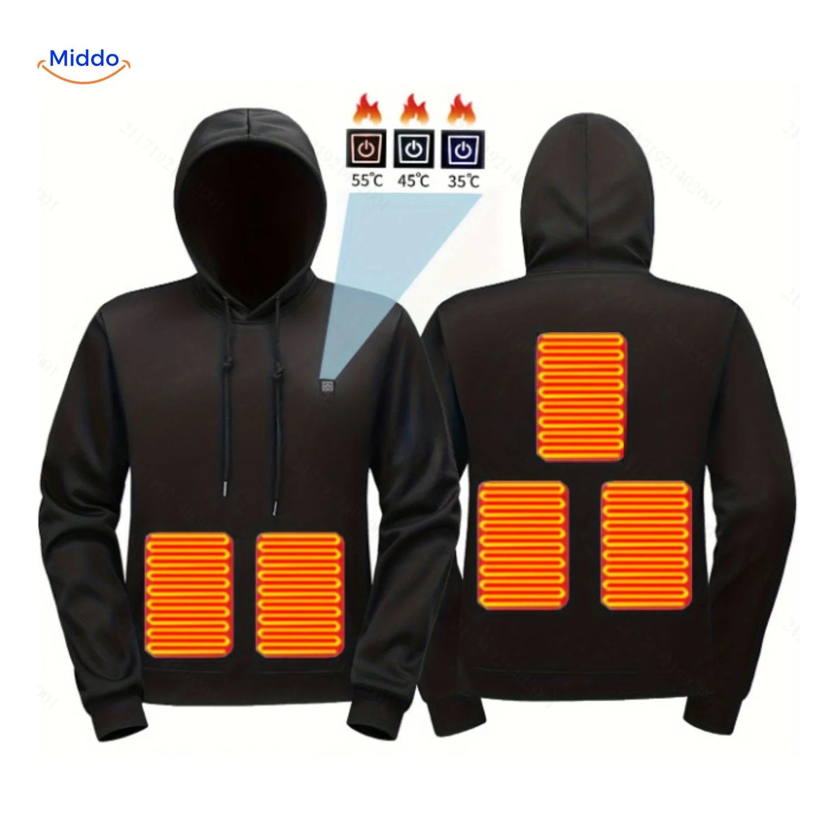 Hoodie USB-Powered Heating Adjustable Heat Settings