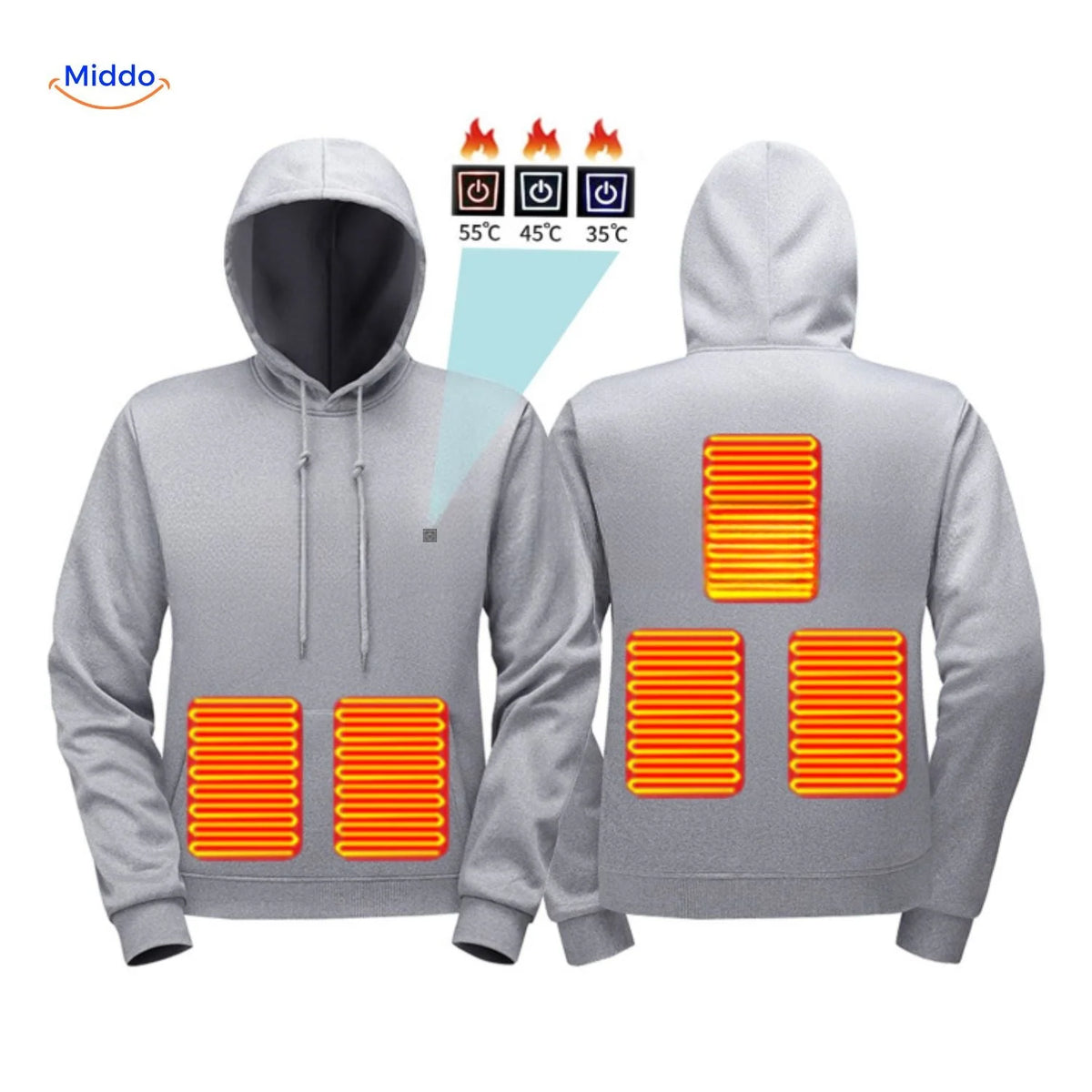 Hoodie USB-Powered Heating Adjustable Heat Settings