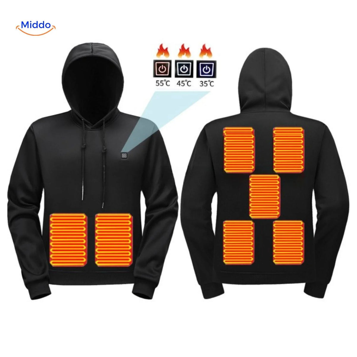 Hoodie USB-Powered Heating Adjustable Heat Settings