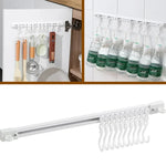 Hook Rail Adjustable Sliding Hooks No-Drill Mounting
