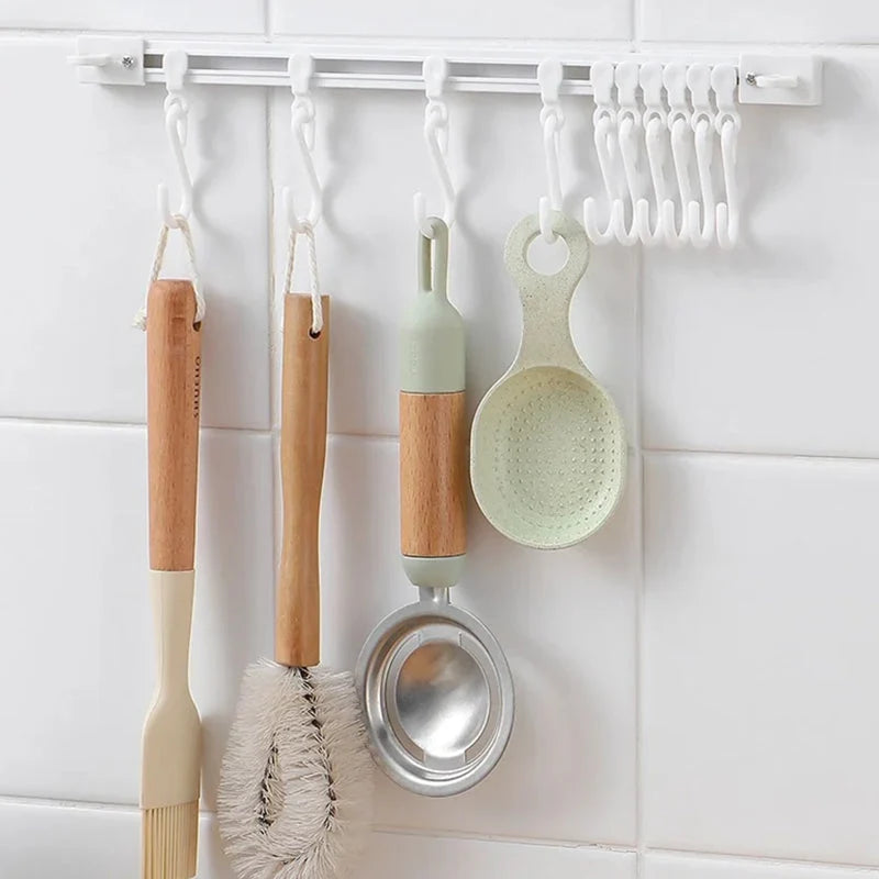 Hook Rail Adjustable Sliding Hooks No-Drill Mounting