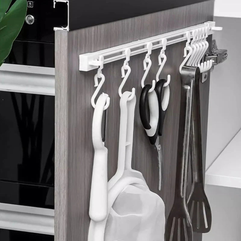 Hook Rail Adjustable Sliding Hooks No-Drill Mounting