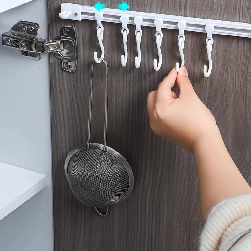 Hook Rail Adjustable Sliding Hooks No-Drill Mounting