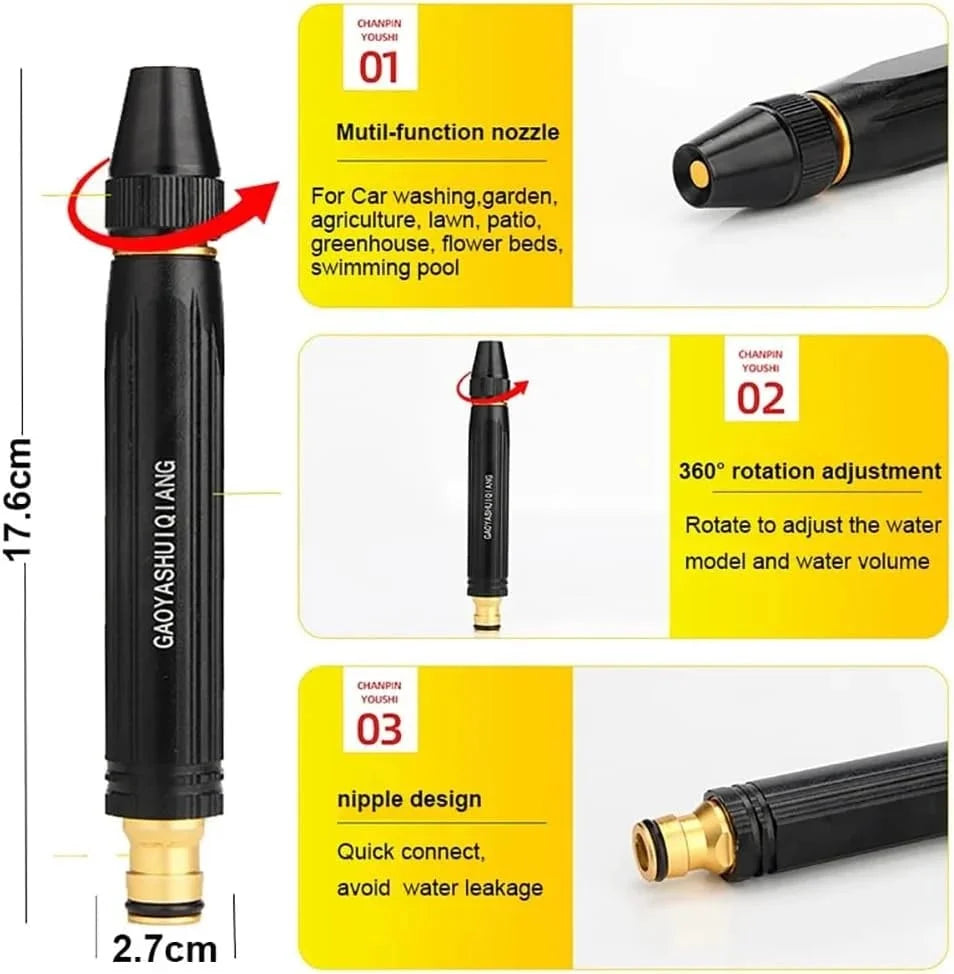 Hose Nozzle High-Pressure Adjustable Spray Ergonomic Grip